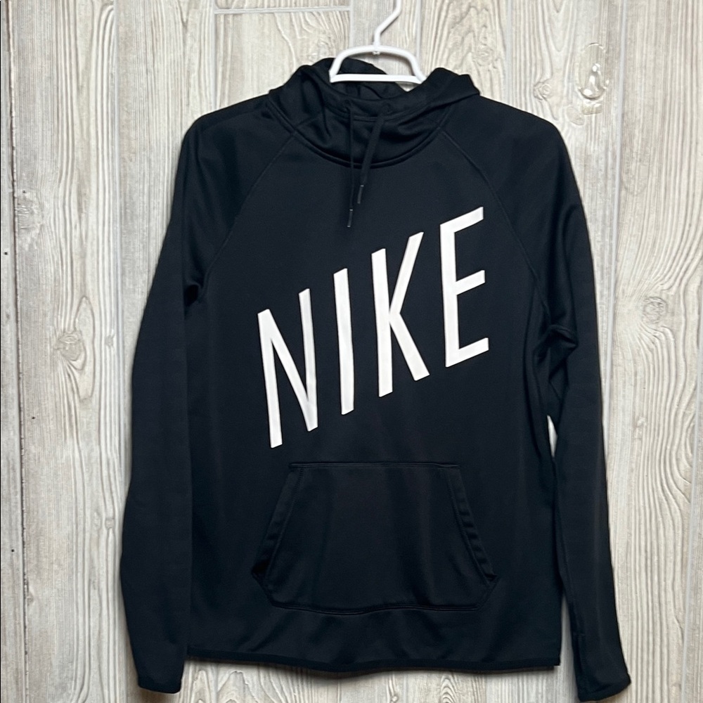 Nike Sweater Mens Size Medium Black Swoosh Pullover Hoodie Sweatshirt